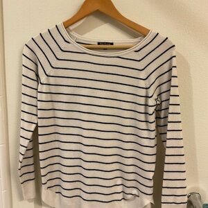 Pink Clover White and Black Striped Sweater